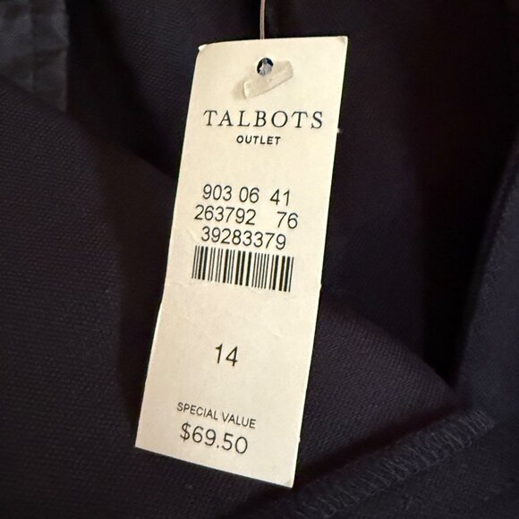 Talbots Heritage Womens Black Stretch Cotton Blend Flat Front Trousers Size 14 - Picture 7 of 8